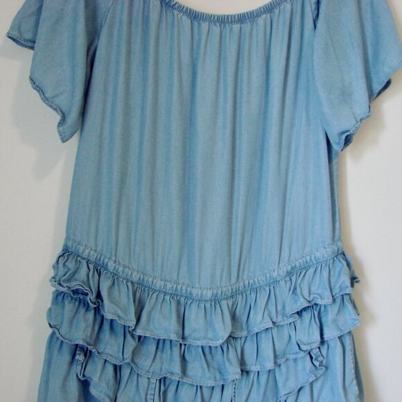 Miss Sixty Dress Y2K Blue Chambray Boho Peasant Ruffled Cowgirl XS Small - Picture 12 of 16